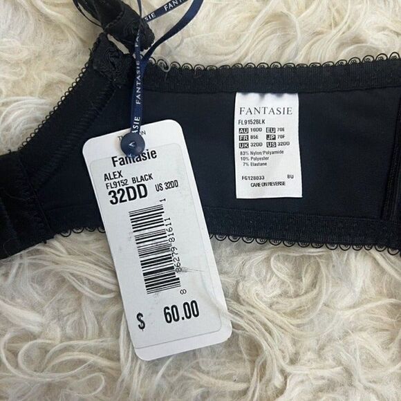 Fantasie BLACK Alex Underwire with Side Support Bra Size 32DD Lace Coquette NWT - Picture 4 of 12